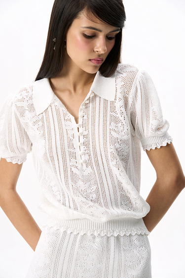 Openwork polo with sequins - BRUSNIKA Women Clothes