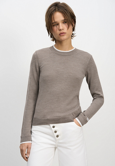 Longsleeve shirt with contrasting cuffs and collar - BRUSNIKA Women Clothes