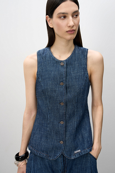 Fitted denim vest - BRUSNIKA Women Clothes