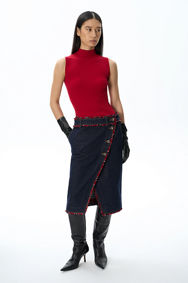 knitted viscose top with a high neck - BRUSNIKA Women Clothes