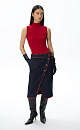 Denim midi skirt with fringe - BRUSNIKA. Women clothes