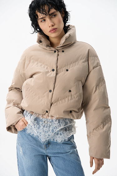 Down jacket with double stitching - BRUSNIKA Women Clothes