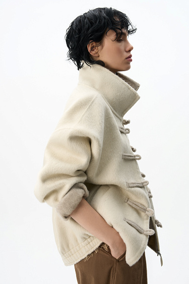 Wool bomber jacket with Chinese clasp - BRUSNIKA Women Clothes