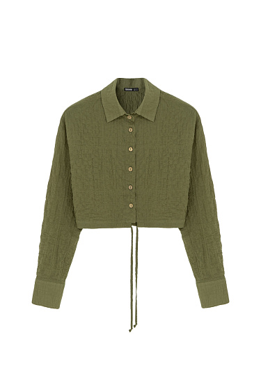 Cropped cotton gauze shirt - BRUSNIKA Women Clothes