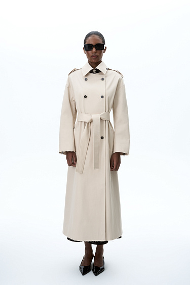 Double-breasted trench coat with raw edges - BRUSNIKA Women Clothes