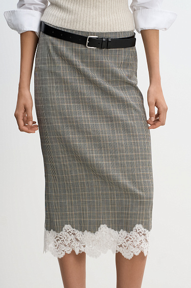 Glencheck midi skirt - BRUSNIKA Women Clothes
