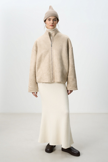 Short sheepskin coat with zipper - BRUSNIKA Women Clothes