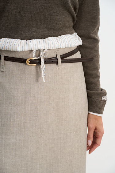 Midi skirt with lace - BRUSNIKA Women Clothes