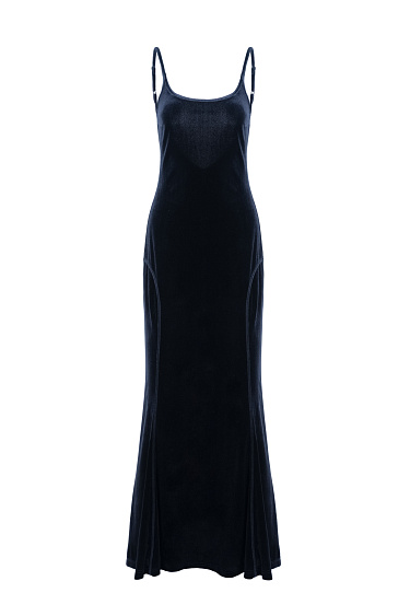 Velvet dress with a deep backless neckline - BRUSNIKA Women Clothes
