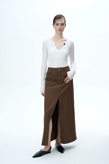 Denim skirt with front slit - BRUSNIKA Women Clothes