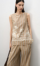 Striped suit decorated with embroidery - BRUSNIKA. Women clothes