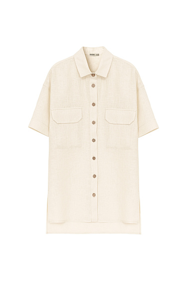 Short sleeve linen shirt - BRUSNIKA Women Clothes