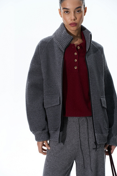 Wool bomber jacket with knit details - BRUSNIKA Women Clothes