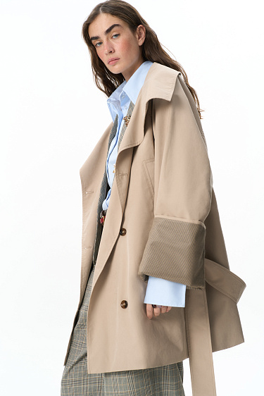 Trench coat with turned-up sleeves - BRUSNIKA Women Clothes