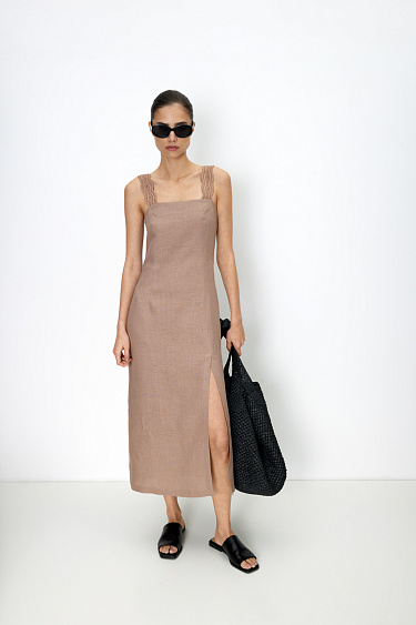 Front slit linen sundress - BRUSNIKA Women Clothes