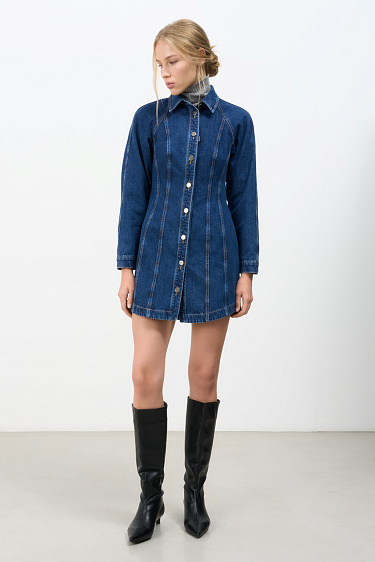 100% cotton denim mini dress - BRUSNIKA Women Clothes