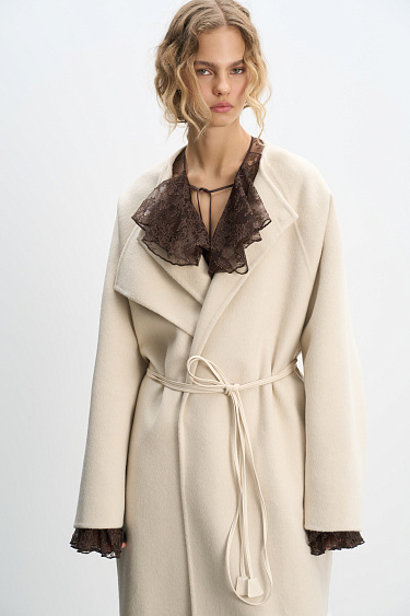 Wool coat with an asymmetrical lapel - BRUSNIKA Women Clothes