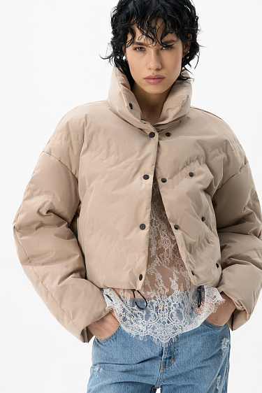Down jacket with double stitching - BRUSNIKA Women Clothes