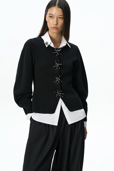 Magnetic-button jacket with decoration - BRUSNIKA Women Clothes