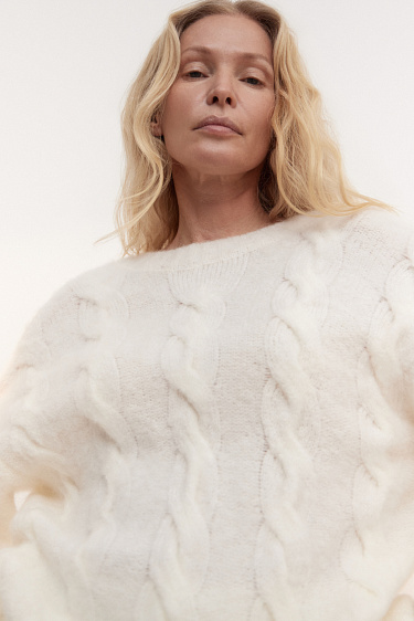 Knitted jumper with open back and braids - BRUSNIKA Women Clothes