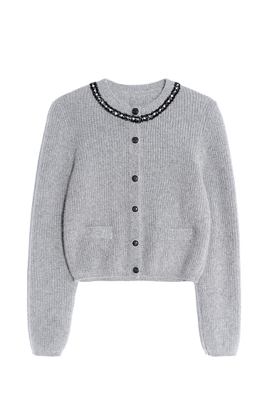 fox down cardigan with accent buttons - BRUSNIKA Women Clothes