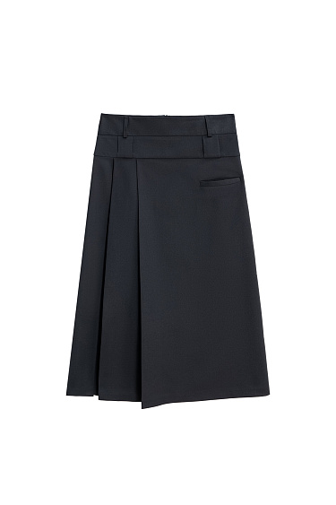 Midi skirt with two pleats and a double belt - BRUSNIKA Women Clothes