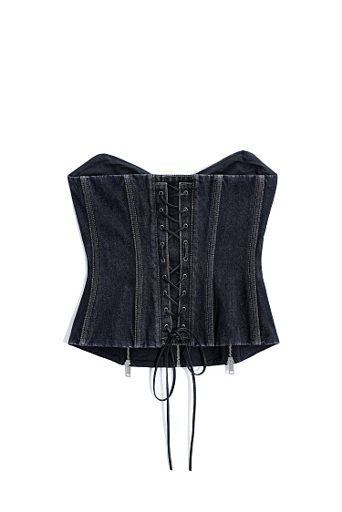 Denim corset with a zipper - BRUSNIKA Women Clothes