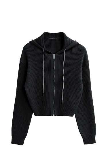 Knitted bomber jacket with hood - BRUSNIKA Women Clothes