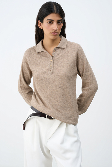 Cashmere and wool jumper with a polo collar - BRUSNIKA Women Clothes