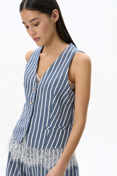 Striped vest made of 100% cotton - BRUSNIKA Women Clothes