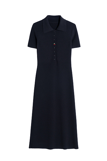 Midi knitted dress with a polo collar - BRUSNIKA Women Clothes