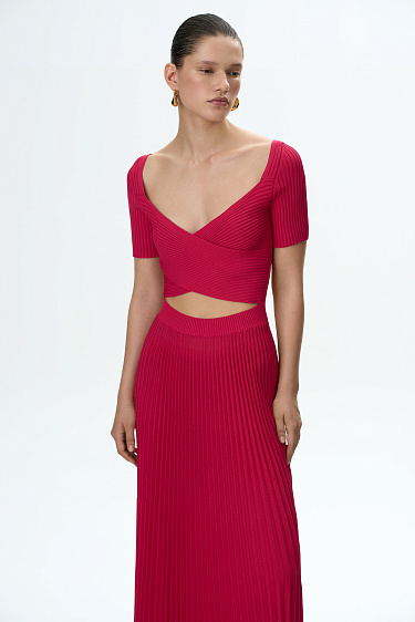 Dress with crossed neckline - BRUSNIKA Women Clothes