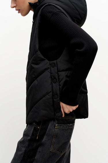 Oversized hooded vest - BRUSNIKA Women Clothes