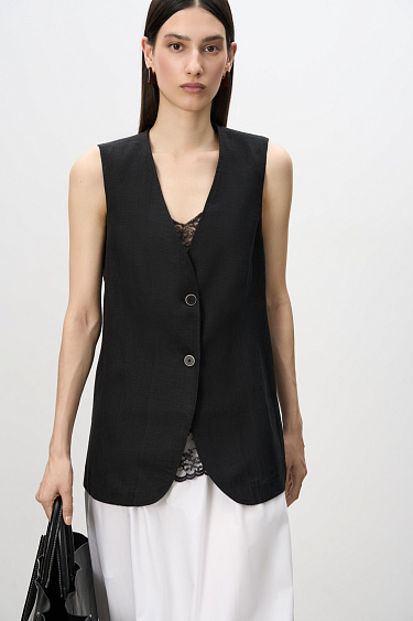 Long-sleeved vest made of 100% linen - BRUSNIKA Women Clothes