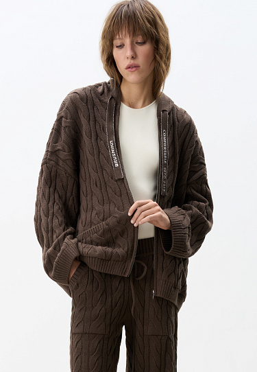 Hoodie with braids and jacquard - BRUSNIKA Women Clothes