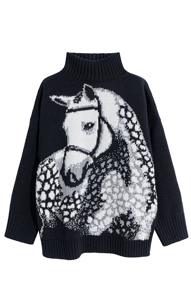 Horse Print Jumper - BRUSNIKA Women Clothes