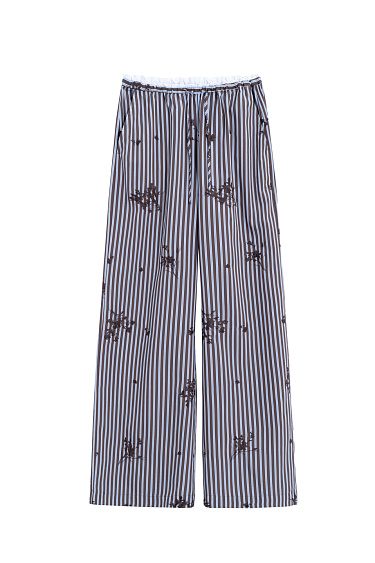 Striped trousers with embroidery - BRUSNIKA Women Clothes
