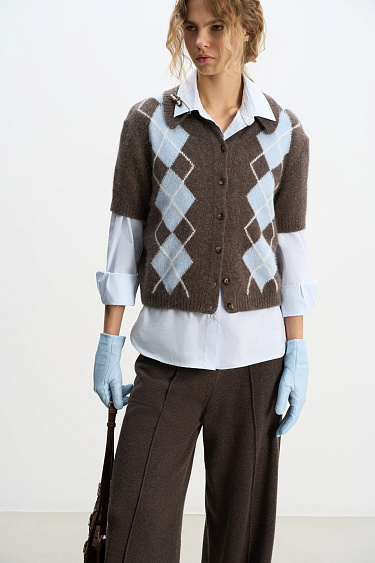 cardigan with an argyle pattern - BRUSNIKA Women Clothes