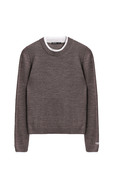 Longsleeve shirt with contrasting cuffs and collar - BRUSNIKA Women Clothes
