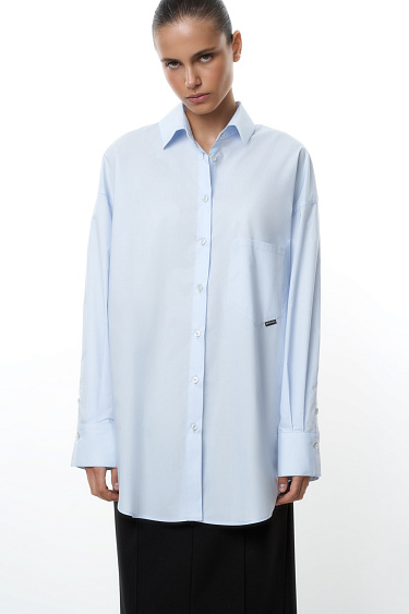 Oversized shirt with patch pocket - BRUSNIKA Women Clothes