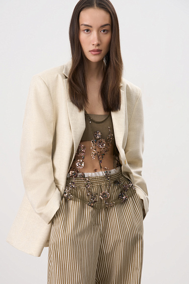 Transparent beaded top - BRUSNIKA Women Clothes