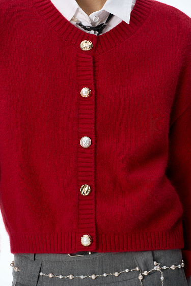 Fox-fur buttoned cardigan - BRUSNIKA Women Clothes