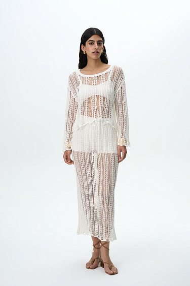 Semi-sheer openwork skirt - BRUSNIKA Women Clothes