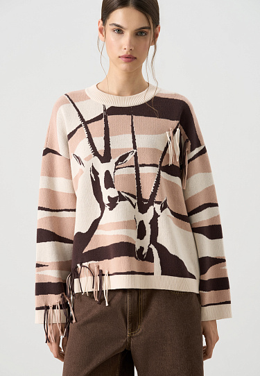 Cotton jumper with a jacquard pattern - BRUSNIKA Women Clothes