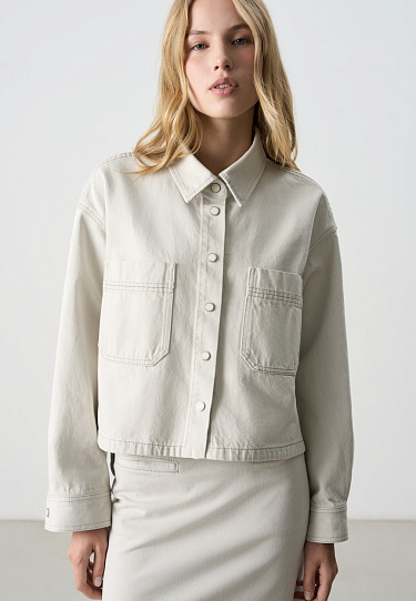 Denim shirt with an elongated back - BRUSNIKA Women Clothes
