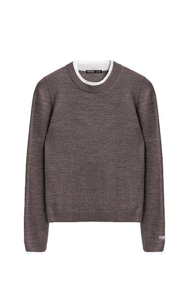 Longsleeve shirt with contrasting cuffs and collar - BRUSNIKA Women Clothes