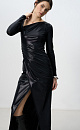 Maxi dress with an asymmetrical neckline and draping - BRUSNIKA. Women clothes