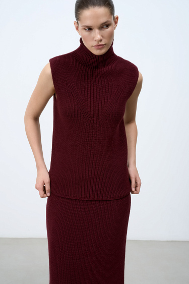 Knitted vest with a high collar - BRUSNIKA Women Clothes