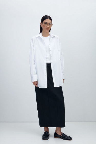 Oversized shirt with patch pocket - BRUSNIKA Women Clothes