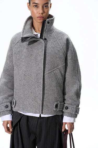 Wool bomber jacket with a stand collar - BRUSNIKA Women Clothes